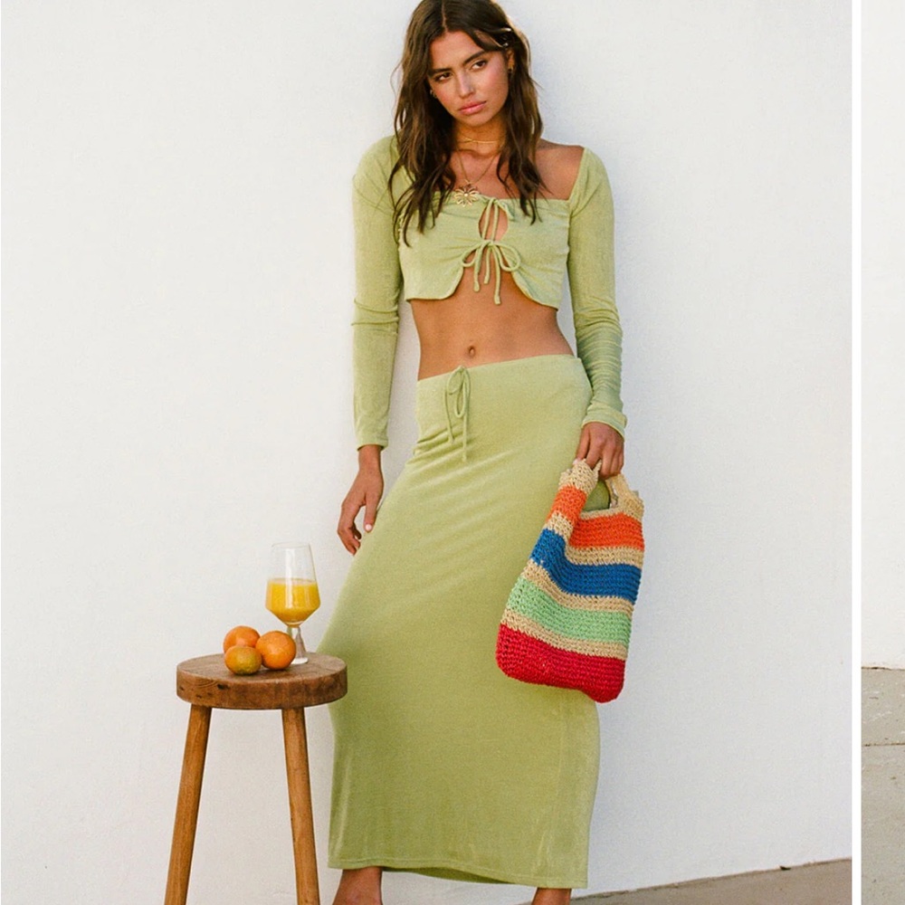 Sabo Skirt crop top + maxi skirt green set